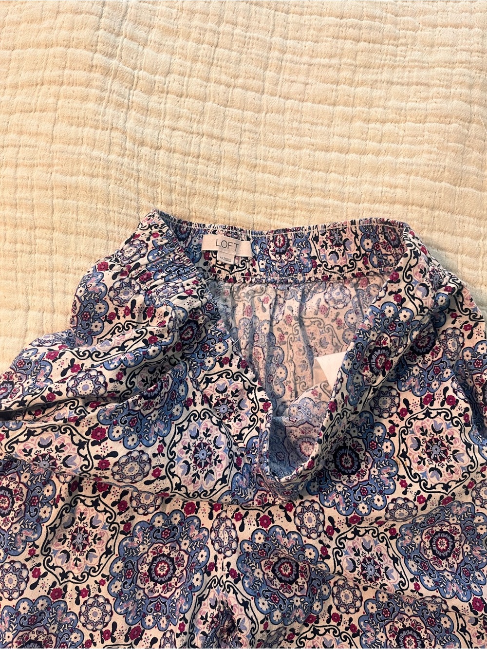 LOFT Blue Patterned Ankle Crop Wide-Leg Pants XS - Picture 6 of 9